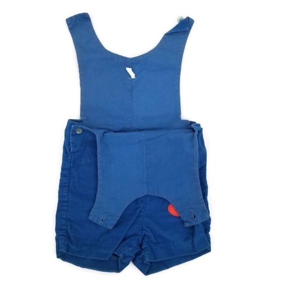 Vintage Grace 60s Toddlers 4T Blue Corduroy‎ Overalls Shortalls 123 Patch - Picture 5 of 9